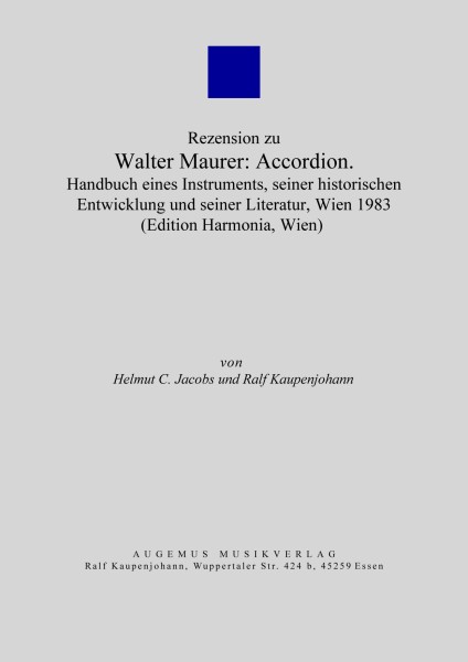 Rezension zu Walter Maurer: Das Accordion